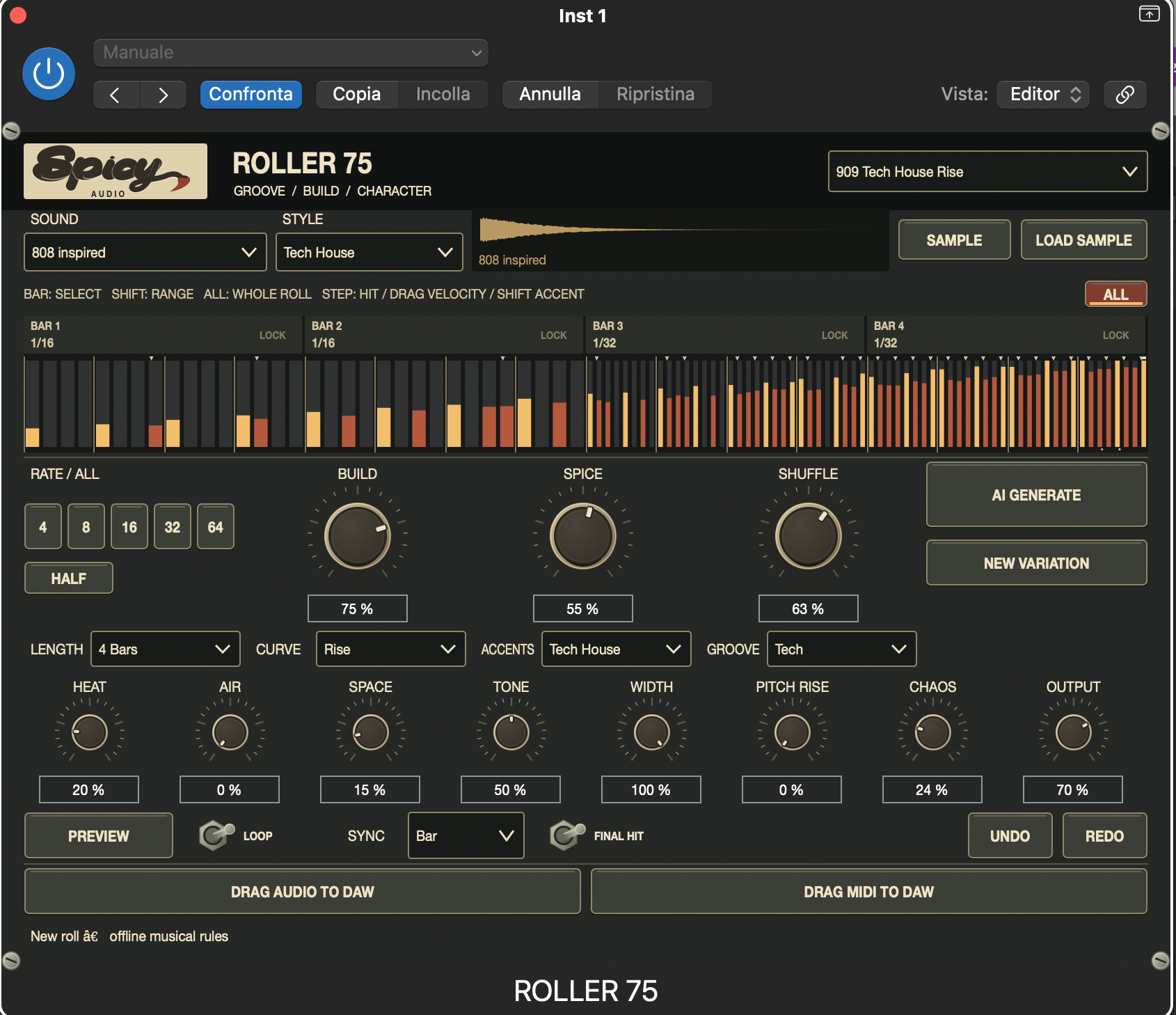 Filter 75 analog filter interface in Logic